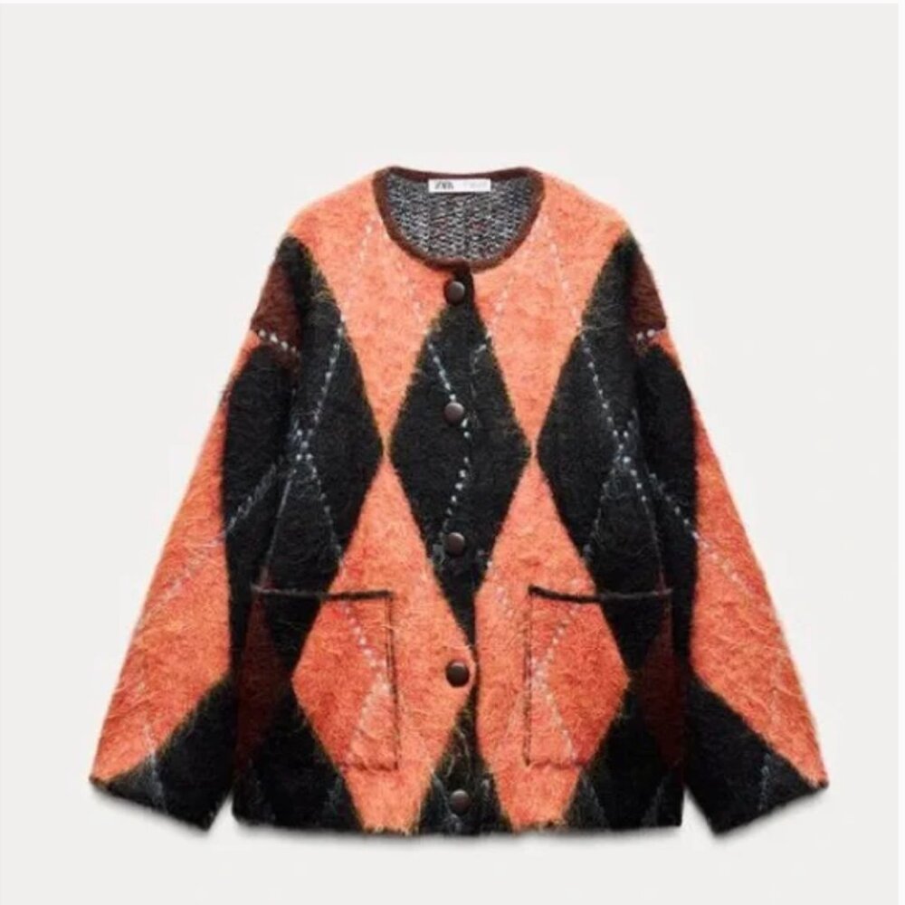 Zara KNIT JACQUARD CARDIGAN NWT - Picture 10 of 14